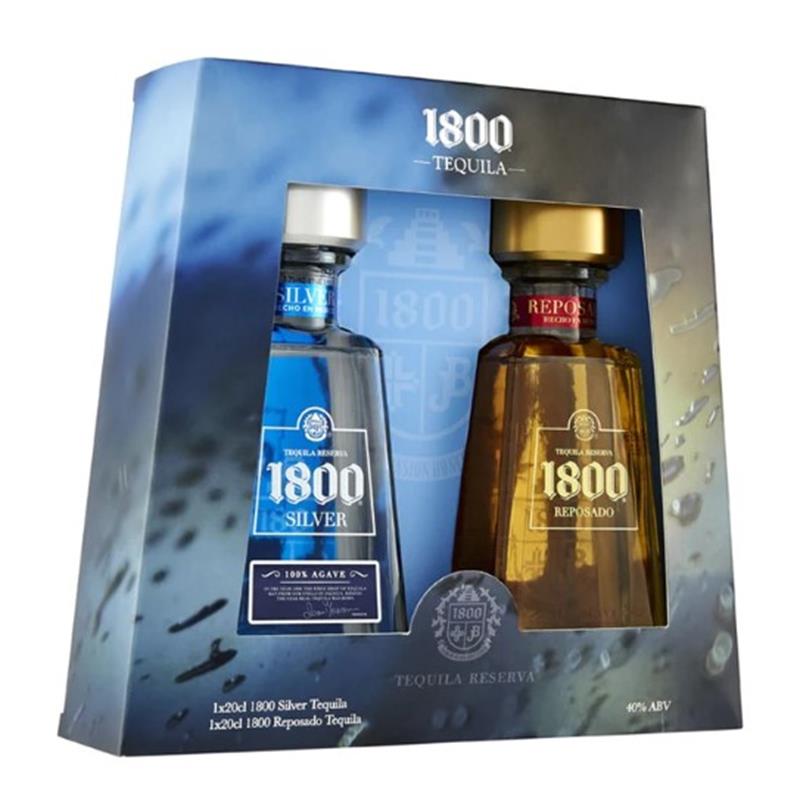1800 GOLD & SILVER GIFT PACK 40% TEQUILLA 2 x 20CL