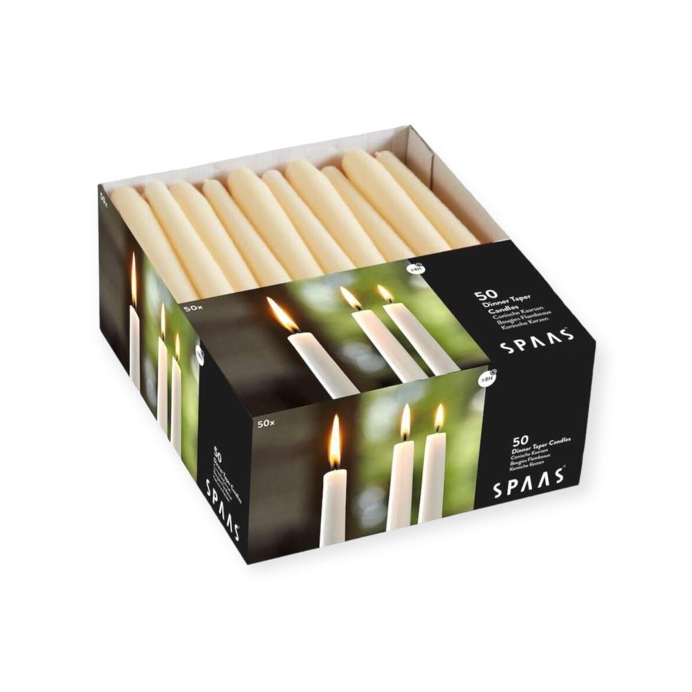CANDLES 10 INCH TAPERED IVORY 50PK