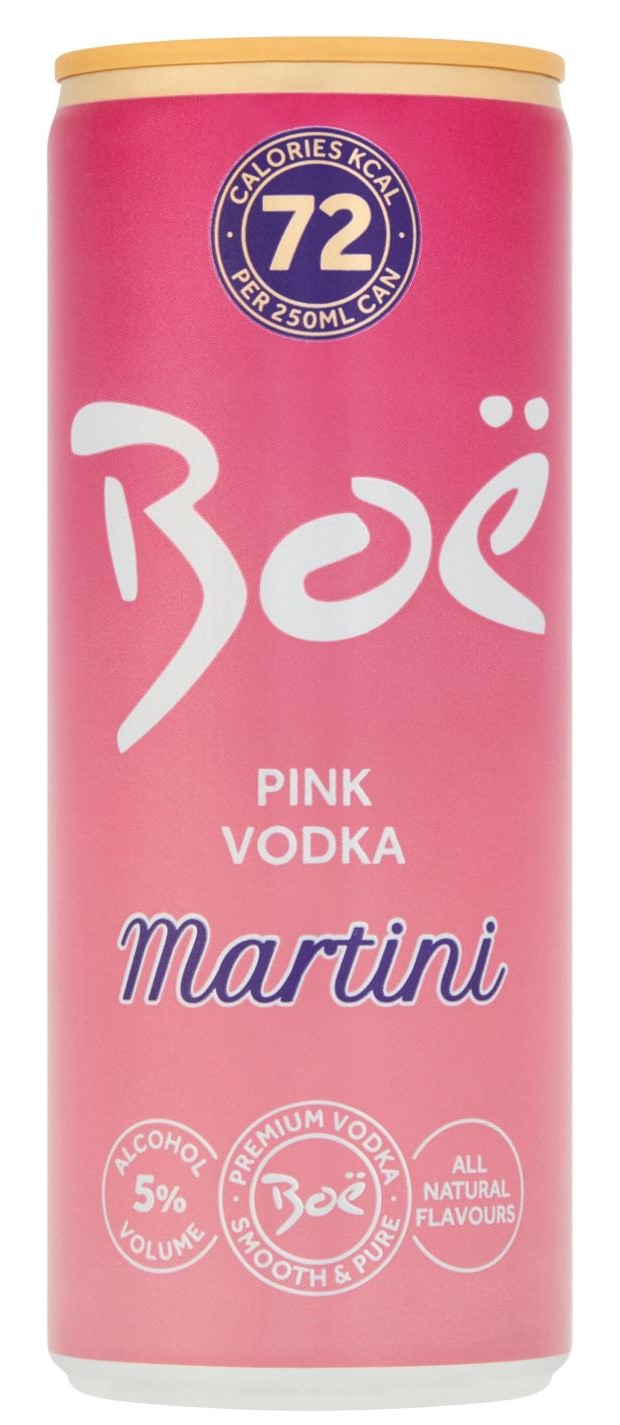 BOE PINK VODKA MARTINI CANS 5.5%  12 x 250ML
