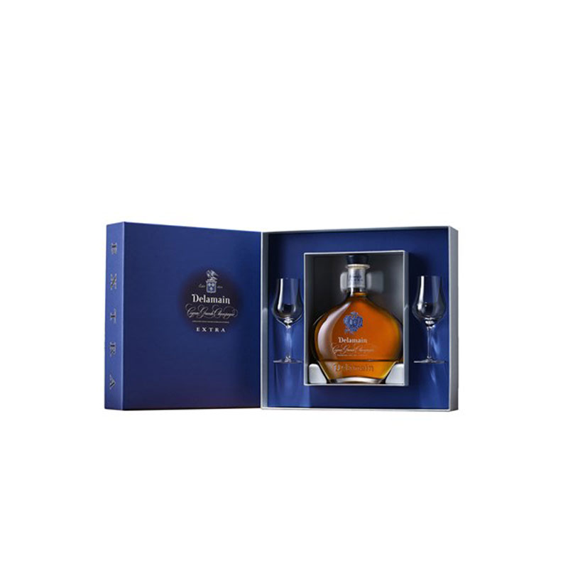 DELAMAIN EXTRA COGNAC 40% 70CL WITH 2 GLASSES IN DECANTER