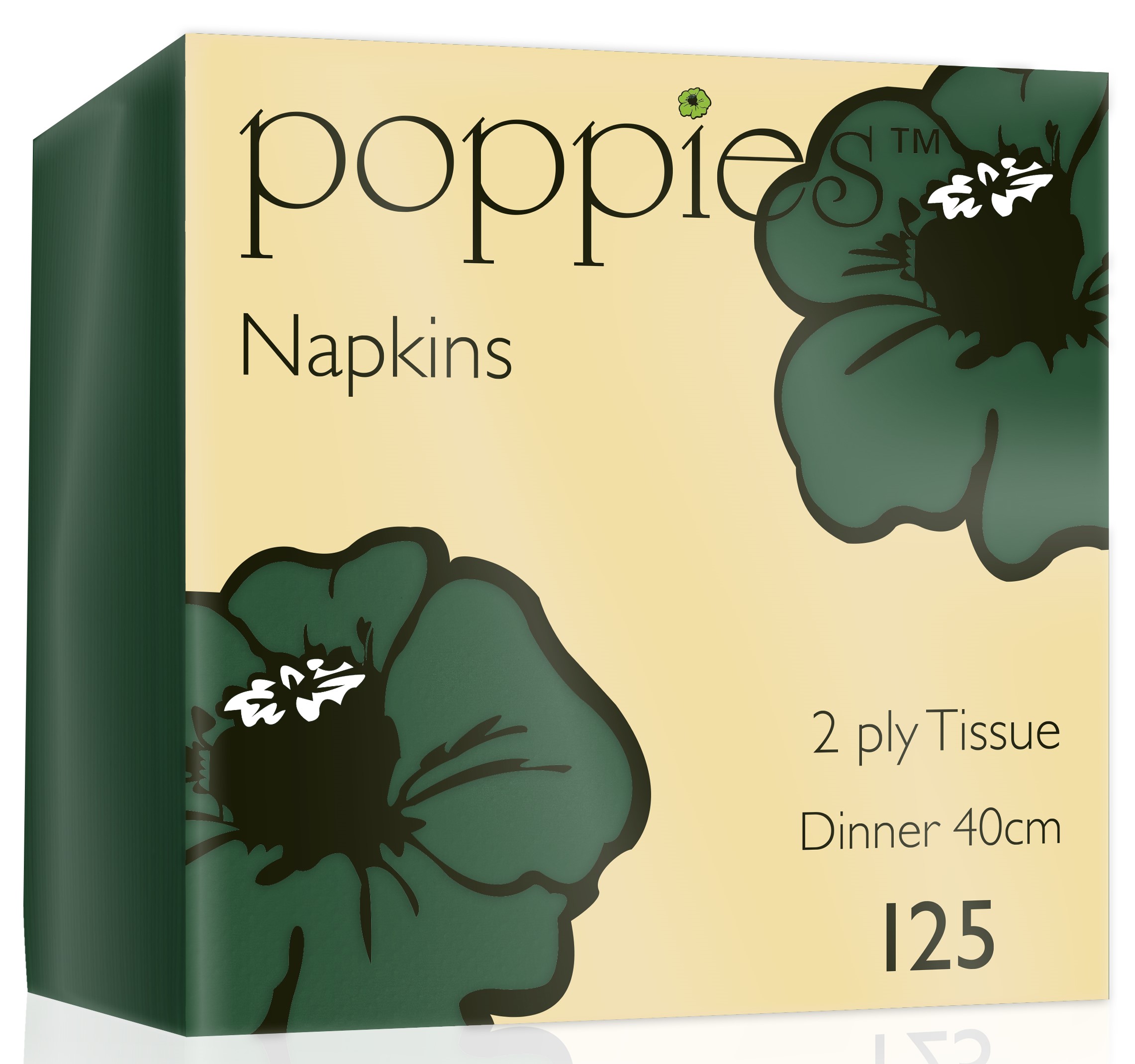 GREEN SERVIETTES 40CM 2PLY POPPIES 125pack