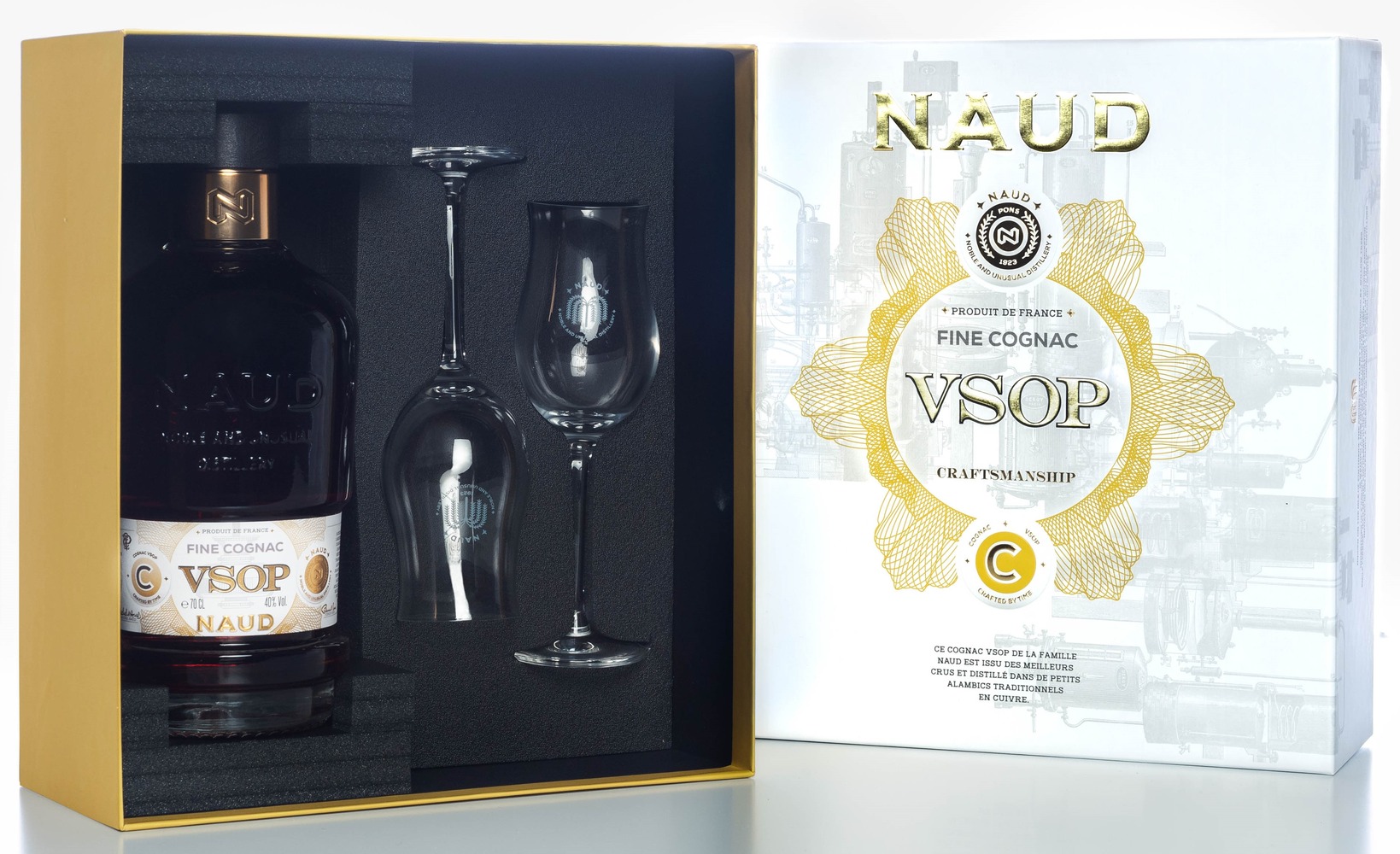 NAUD VSOP COGNAC GIFT PACK 40% 70CL