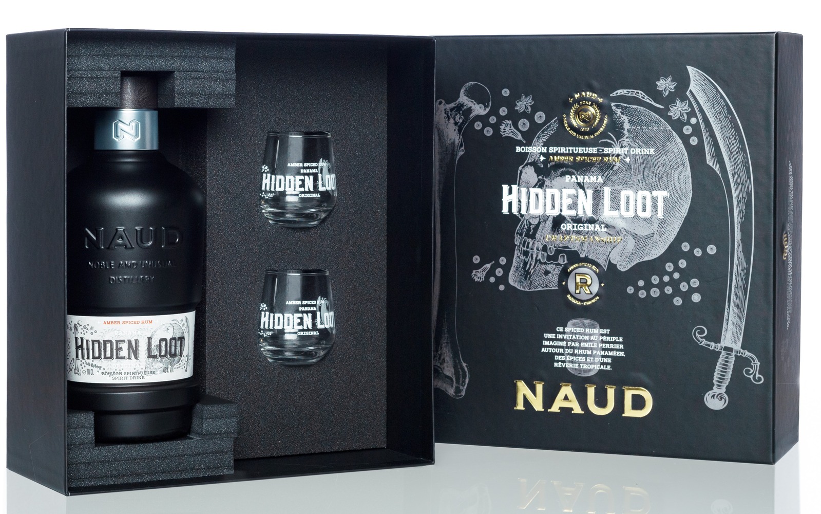 HIDDEN LOOT ORIGINAL SPICED RUM GIFT PACK 40% 70CL